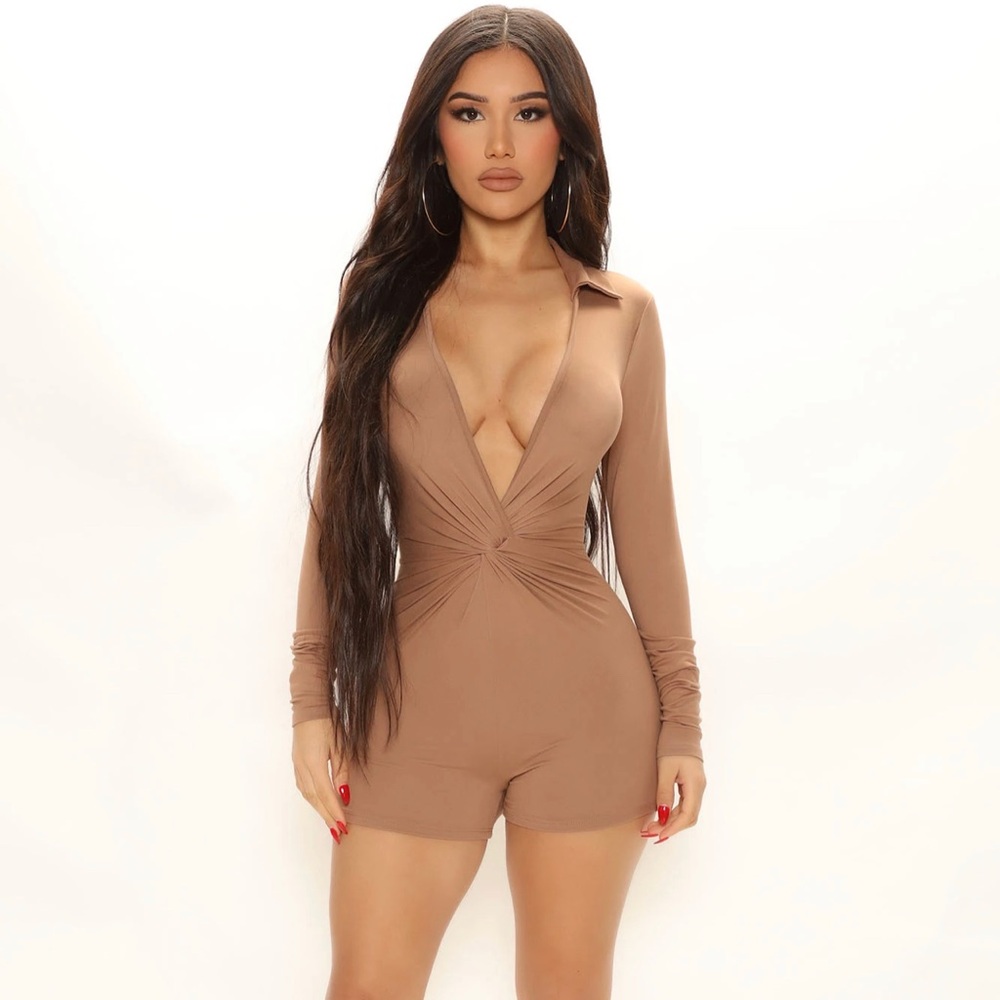 Fashion Nova - Knot Into You Romper In Mocha